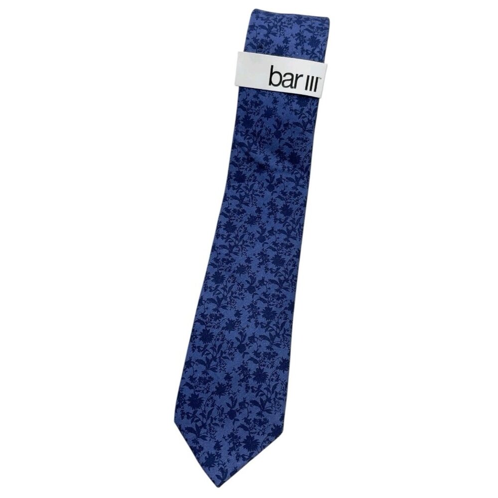 NEW BAR III Men's 100% Cotton Necktie DESIGNER Tie Blue Floral W:2.5"